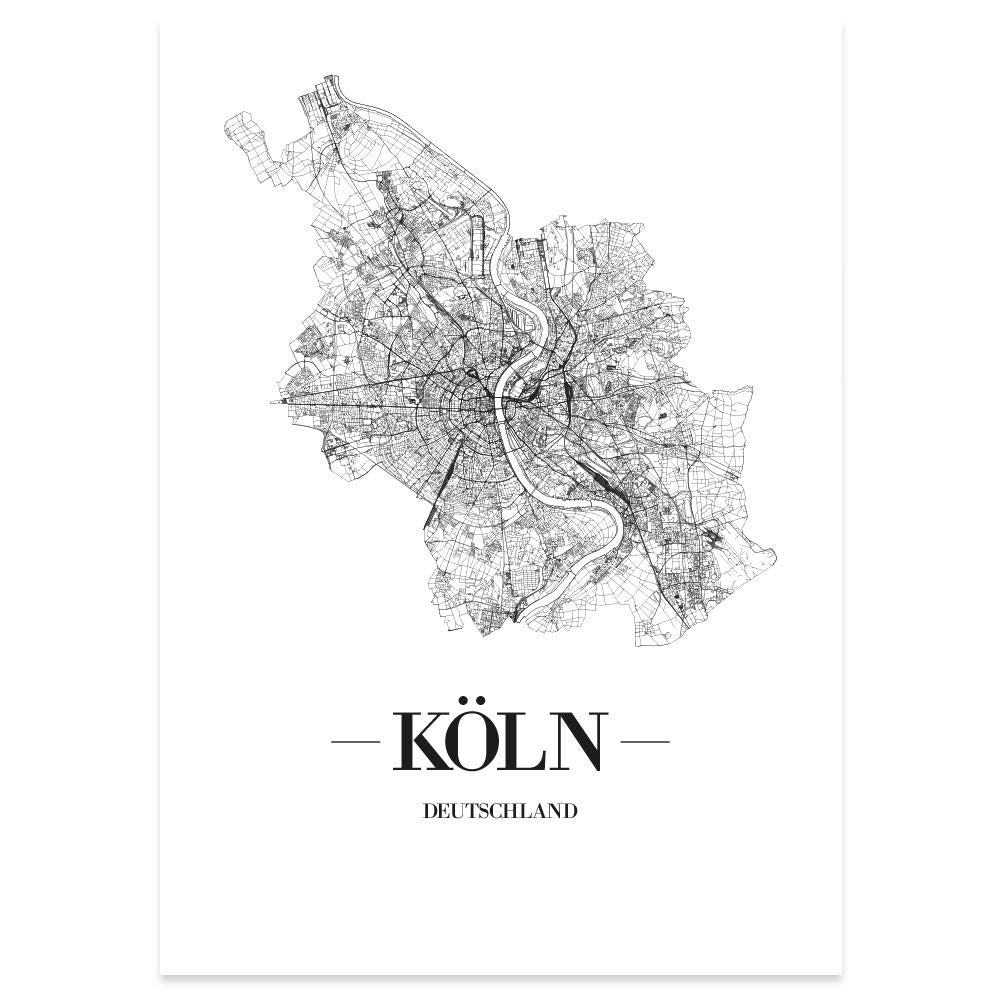 JUNIWORDS Stadtposter, Köln, Wähle eine Grösse, 60 x 90 cm, Poster, Schrift A, Weiss 60 x 90 cm Schr