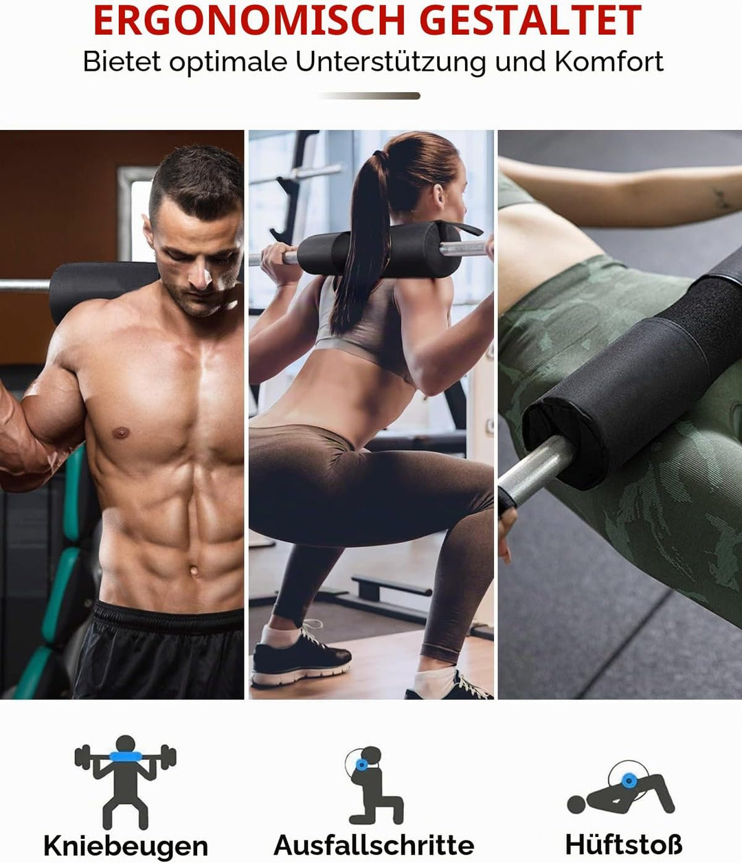 Langhantel Polster Nylon Padding AntiSlip- Hip Thrust Pad Polster für Langhantelstange - Hantel Nack