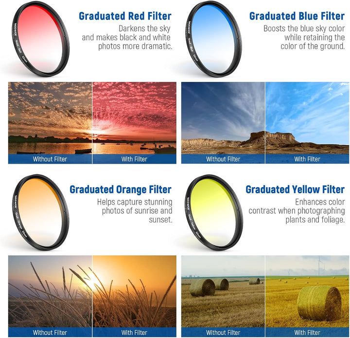 NEEWER 52mm ND+CPL+Effekt Filter Set mit Handy Phone Objektiv Klammer, Polfilter ND32, 6 Punkt Stern