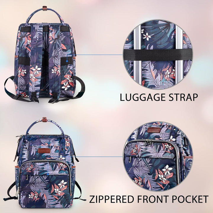 VANKEAN 15.6 Zoll Laptop Rucksack Damen Floral | Wasserdichter Schulrucksack Tagesrucksack Laptop Ta