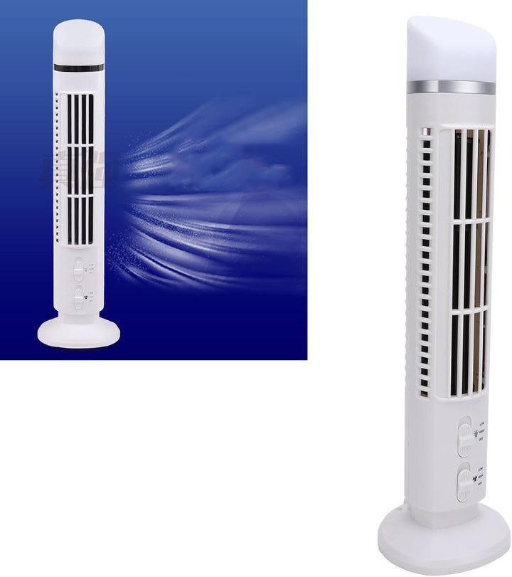 Leise Turmventilator, USB MiniVentilator Säulenventilator mit Licht Einstellbar Mobiler Lüfter Batte