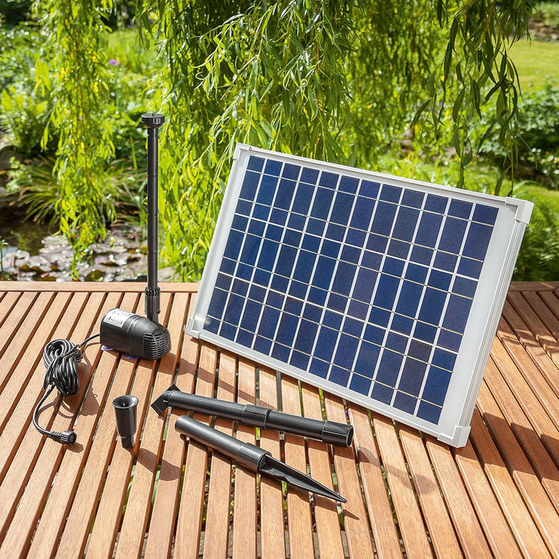 Solar Teichpumpe 20 Watt Solarmodul 1350 l/h Fördermenge 1,9 m Förderhöhe Komplettset für Gartenteic