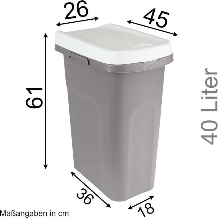 40L Mülleimer weiss, Mülleimer Küche, Mülltonne, Abfalleimer Küche, Trash Bin, Mistkübel, Gelber Sac