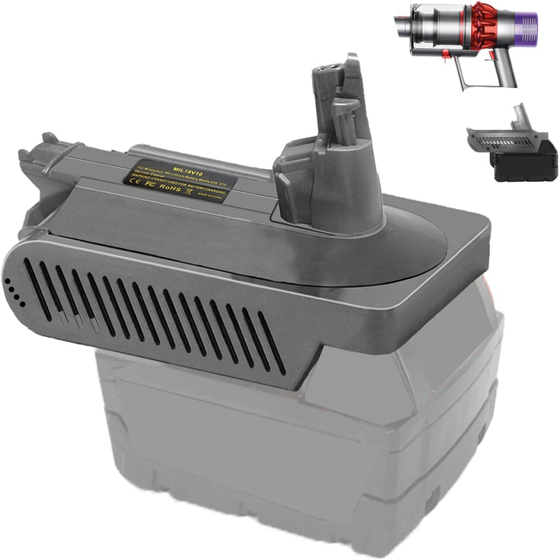 BTRUI V10 Adapter für Milwaukee 18V M18 Lithium Batterie, umwandelbar für Dyson V10 SV12 Animal Abso