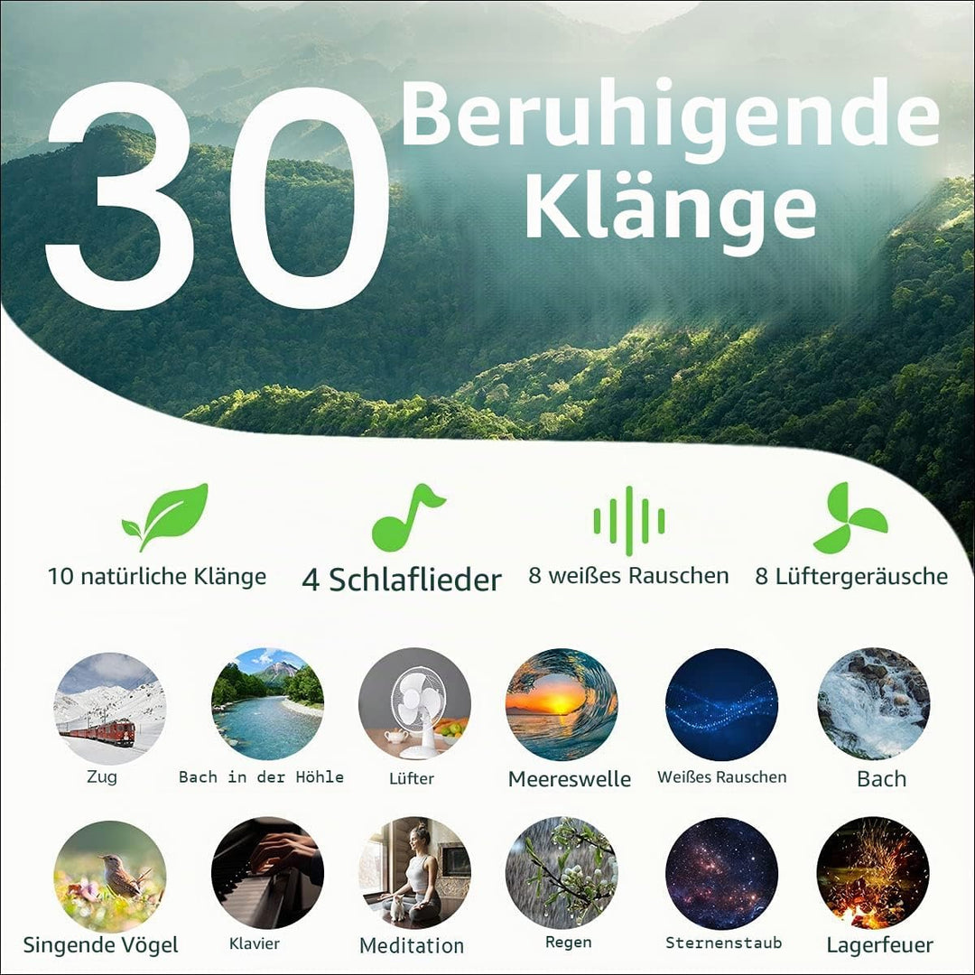 Easysleep Sound White Noise Machine mit 25 beruhigenden Geräuschen und Nachtlichtern mit Memory-Funk