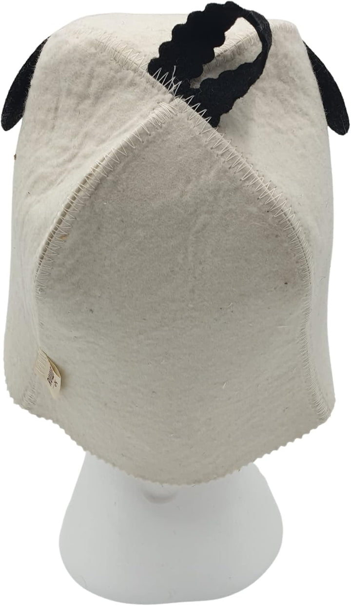 Dufte Momente Saunahut „Panda“ - Hut fällt klein aus! - 100% Baumwolle Filz Saunamütze Filzkappe