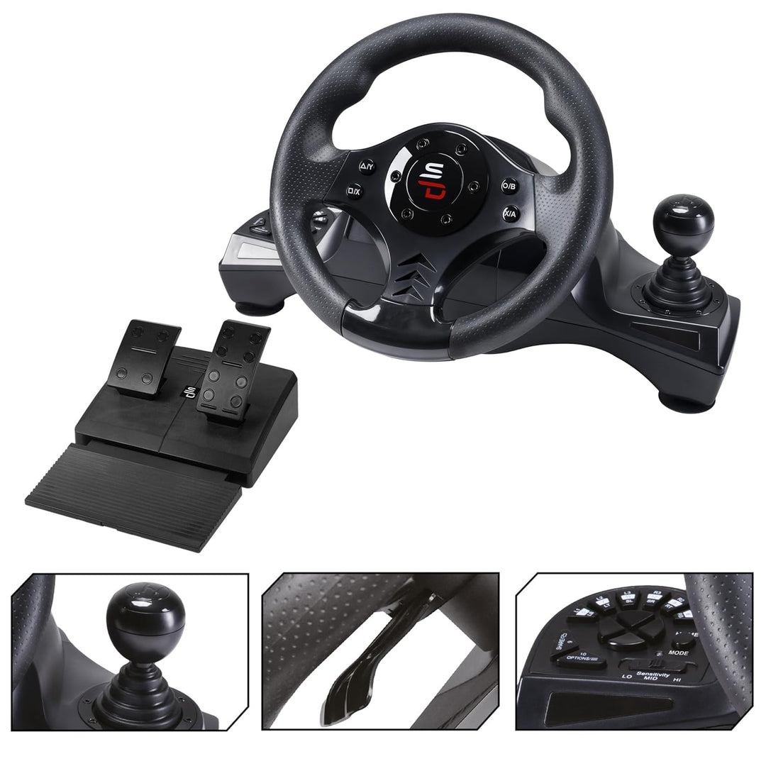 SUBSONIC Superdrive - Rennlenkrad GS750 Drive Pro lenkräd mit Pedalen, paddels, Schalthebel und Vibr