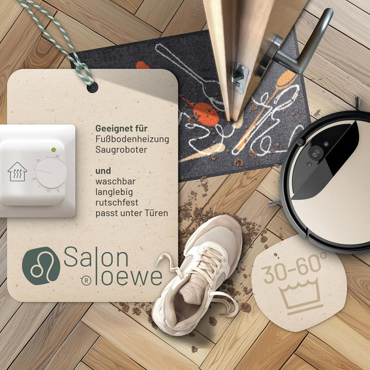 Salonloewe Fussmatte Spoon Dance Grey-apricot 045x070 cm Fussabtreter Sauberlaufmatte draussen Fussm