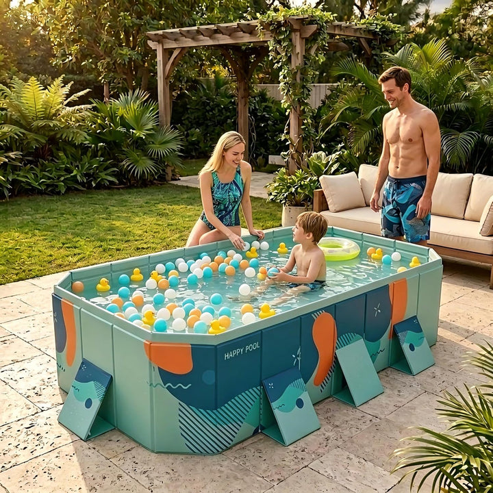 Faltbarer Pool Nicht-aufblasbarer Tragbarer Swimmingpool Schwimmbad Verdickter Rutschfester PVC Schw