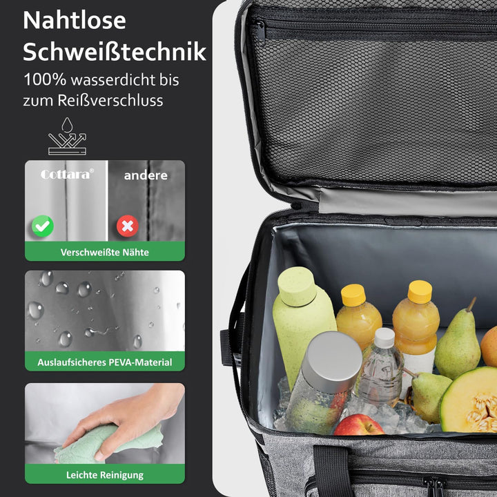 Faltbare Kühltasche gross 30L wasserdicht +12h Frische extra stark isolierte Kühltasche faltbar – Kü