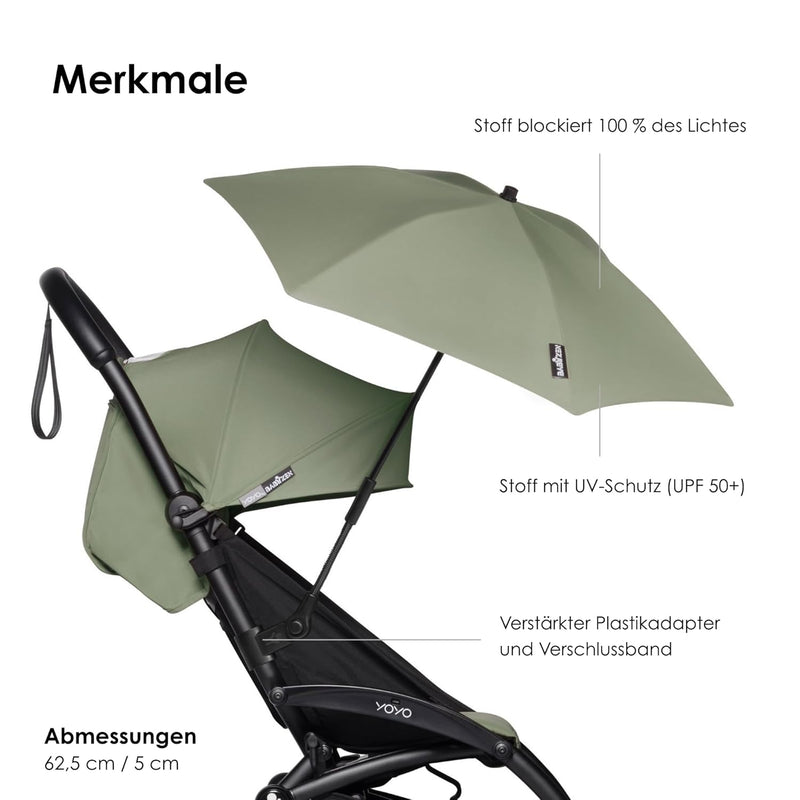 BABYZEN YOYO Sonnenschirm, Olive - UPF 50+ Schutz - Kompatibel mit 0+ Neugeborenen Set, Liegewanne,