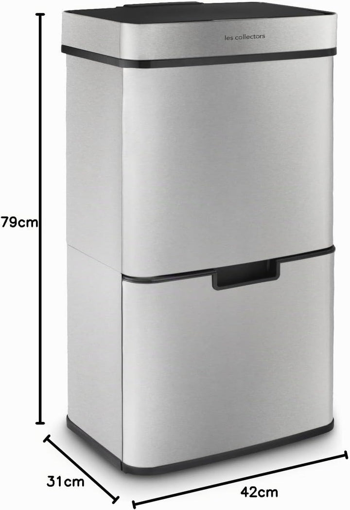 Les Collectors Mülleimer N°1010, 64 L, passend für 30–60-Liter-Säcke, 3 Fächer 42L +11L + 11L, Küche