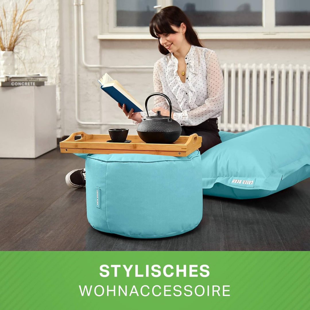 Green Bean Sitzsack-Hocker 45x25cm mit EPS-Perlen Füllung - Fusshocker Fusskissen Sitz-Pouf für Sitz
