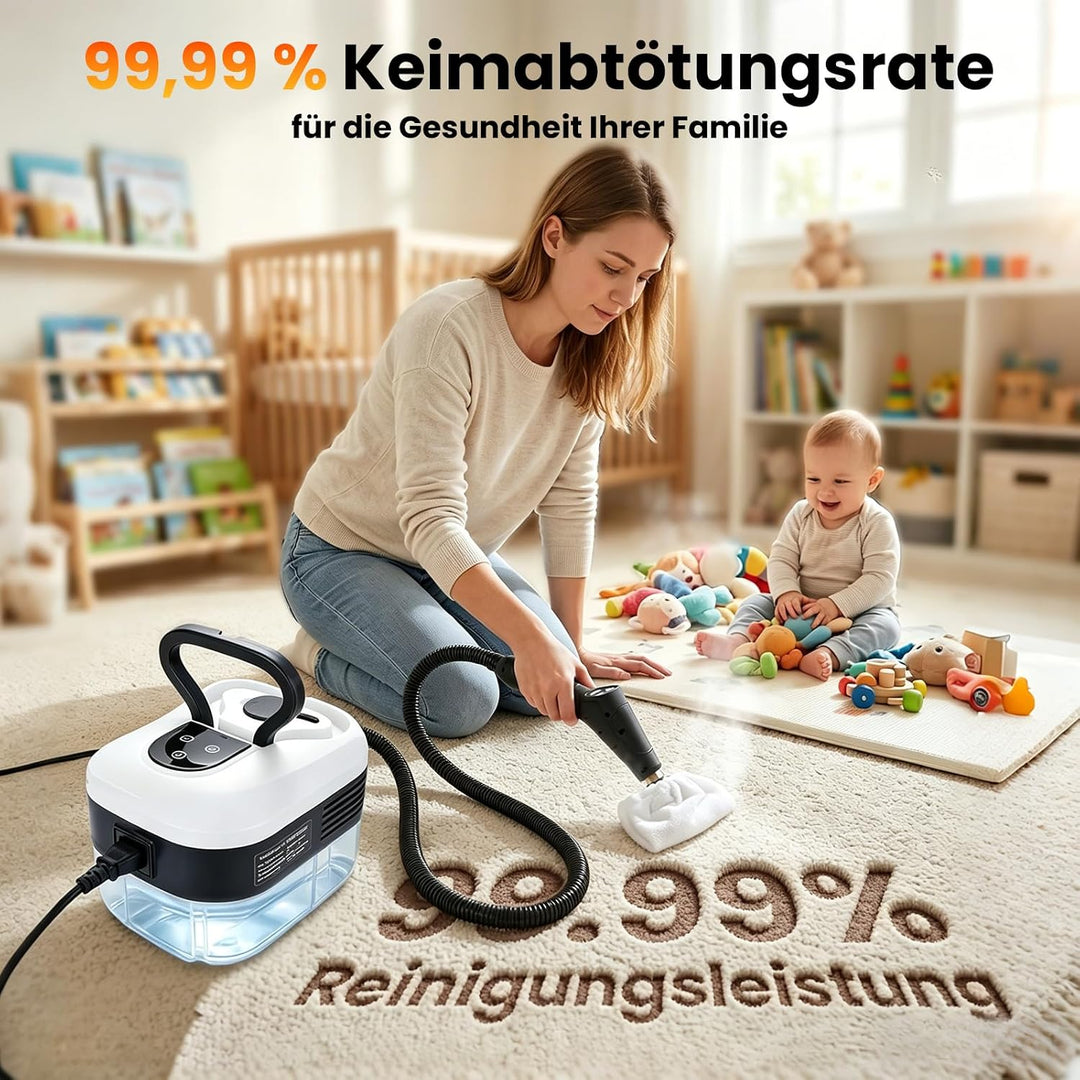 4.5 Bar Dampfreiniger Handgerät, 2500W Handdampfreiniger für das Haus Mehrzweck, 6 Einstellbare Gesc