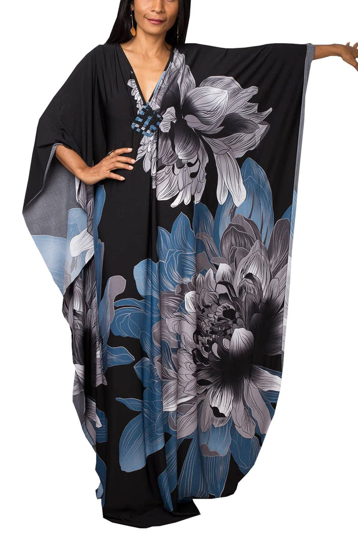YouKD Sommer Geblümter Loser Kaftan Boho-Strand Bikini Aufdecken Kleid Plus Grösse Robe für Damen Ei