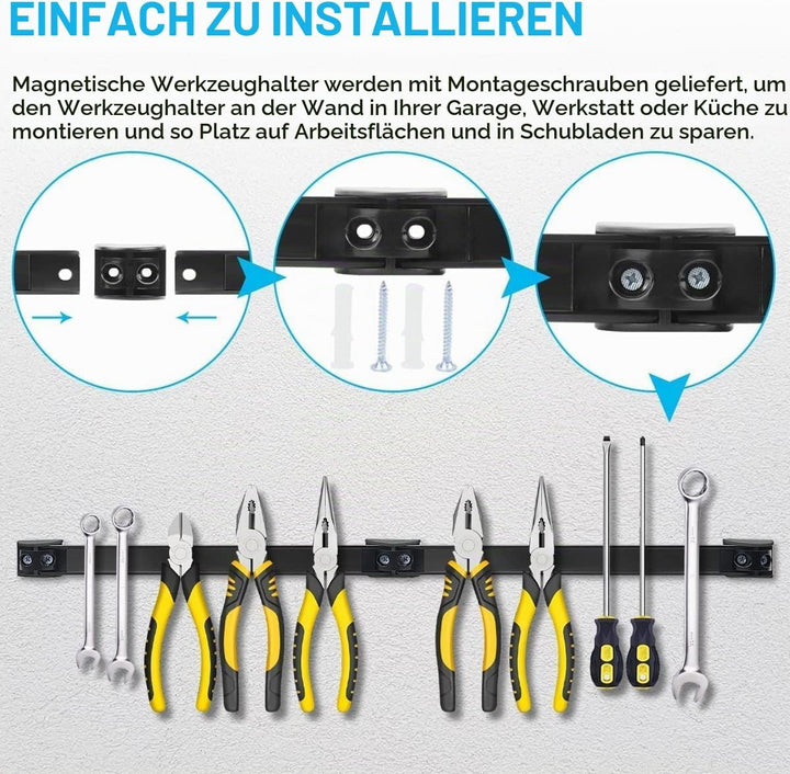 5 Stück Werkzeug Magnetleiste Set 40cm, Stark Magnetschiene Magnetische Werkzeughalter Wand, Magnet