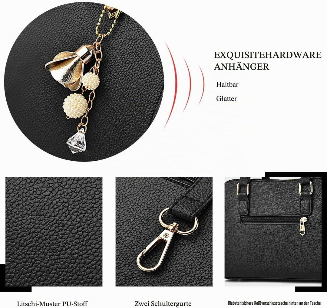 NICOLE &amp; DORIS Damen Handtasche Mittelgross Elegant Handtaschen Mode Umhängetasche Henkeltaschen PU