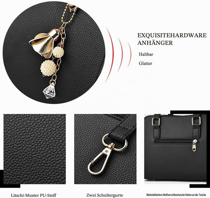 NICOLE &amp; DORIS Damen Handtasche Mittelgross Elegant Handtaschen Mode Umhängetasche Henkeltaschen PU