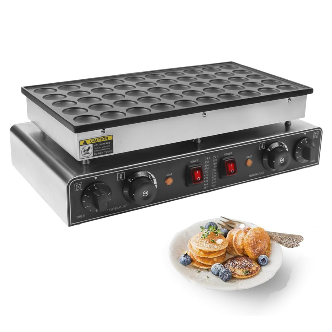 Mini Dutch Pancake Maker 50PCS, Kommerzielle Antihaft-Crepesmaker Maschine 50-300℃ Temp und 0-5 Zeit