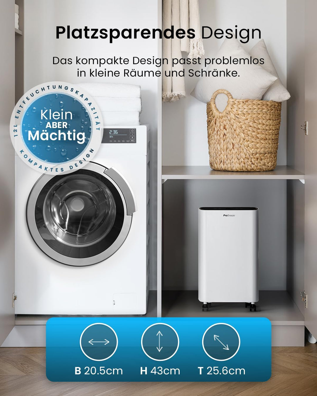 ProBreeze Luftentfeuchter 12L in 24h Entfeuchtungsleistung - Dehumidifier - Luftentfeuchter elektris