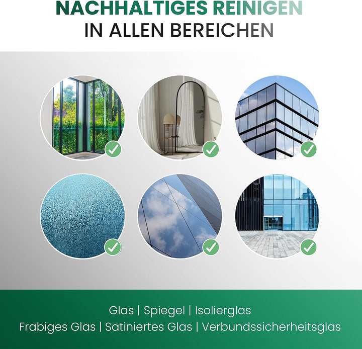 BiOHY Glasreiniger für Fenstersauger (9 x 1 Liter) + Dosierer | Fensterreiniger Konzentrat für alle