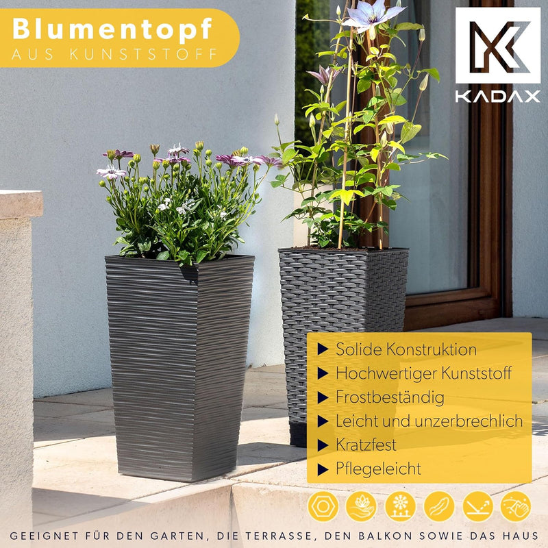 KADAX Blumentopf, Blumenkübel aus Kunststoff, Pflanzkübel für Blumen, Innen- und Aussenbereich, Gart