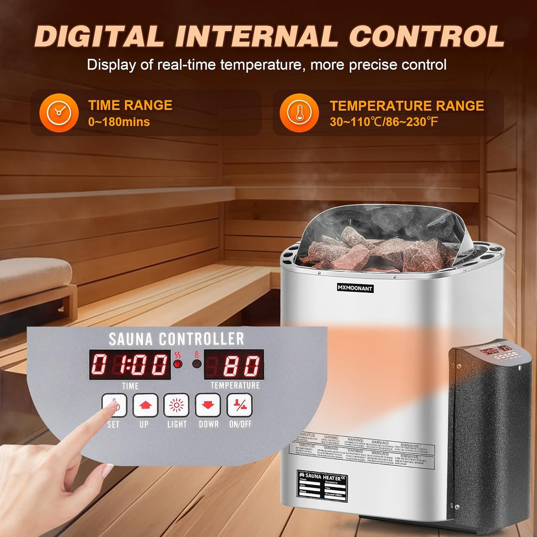 Mxmoonant 6KW Saunaofen, Digitale Display Steuerung, Elektroherd für Sauna, für Home, Hotel, Spa, Ma