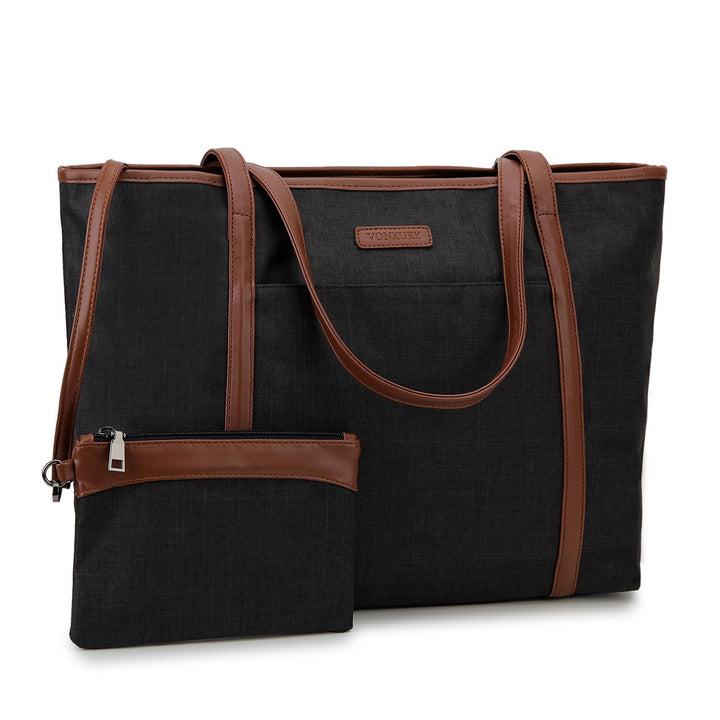 VX VONXURY Laptop Handtasche Damen Canvas Laptoptasche 15,6 Zoll Schultertaschen Shopper, Grosse Arb