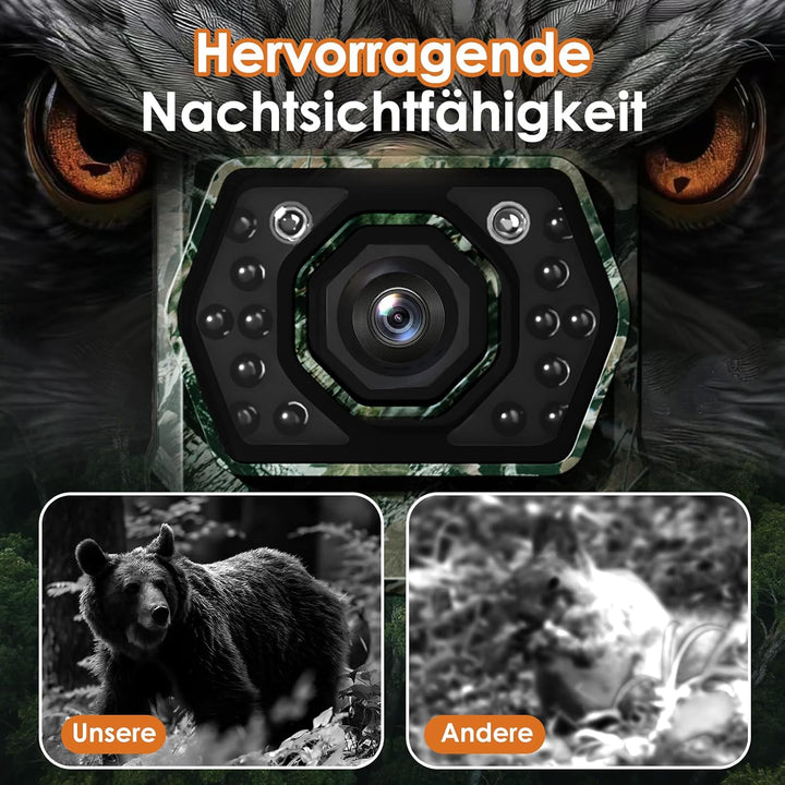 WLAN Wildkamera mit Handyübertragung App - Wildtierkamera mit Nachtsicht Bewegungsmelder Solar Wildk