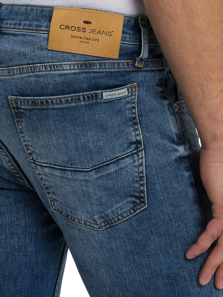 Cross Jeans Herren Damien Slim Jeans 33W / 34L Blau (Mid Blue 020), 33W / 34L Blau (Mid Blue 020)