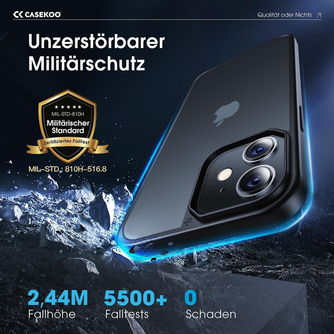 CASEKOO Matt Power für iPhone 12/12 Pro Hülle [TOP Militärschutz] Stossfeste Kratzfeste Schutzhülle