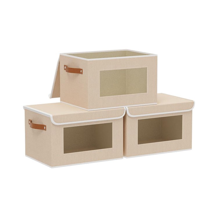 Aufbewahrungsbox mit Deckel Stoff, Schrank Organizer Kleiderschrank, Aufbewahrungsboxn mit Fenster,