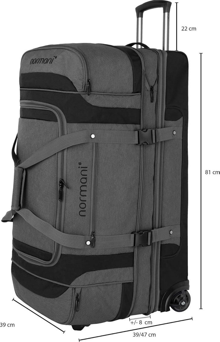 Reisetasche 2-Rad Trolley Weichgepäck Reisetasche mit Rollen und 6 Fächern - erweiterbarer Reisetrol