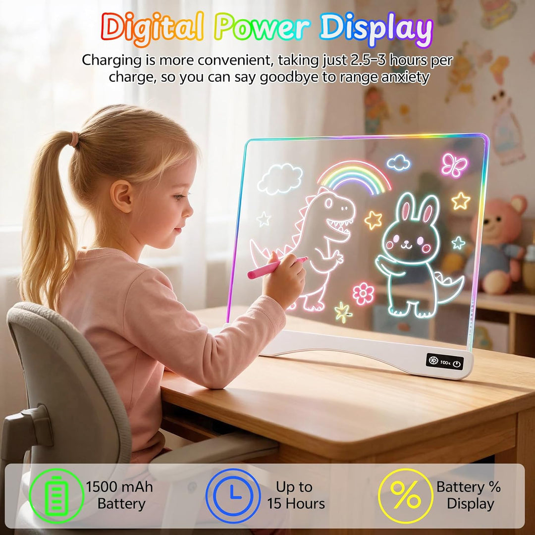 hzuisst LED Zeichenbrett 16 Inch, Wiederaufladbar &amp; 9 Lichtmodi, Weiss