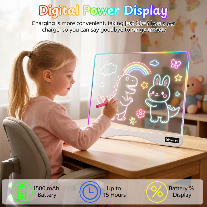 hzuisst LED Zeichenbrett 16 Inch, Wiederaufladbar &amp; 9 Lichtmodi, Weiss