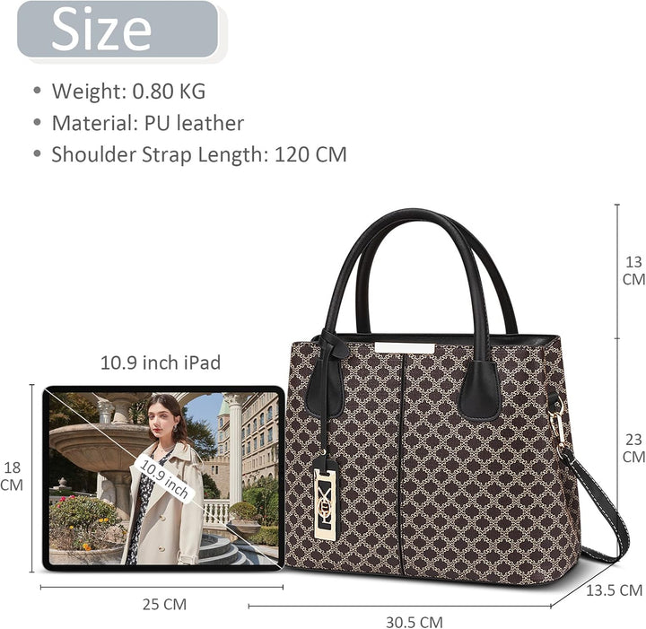 DIRRONA Retro Damen Handtasche Klassischer Druck Umhängetasche Elegant Schultertasche Lässig Crossbo