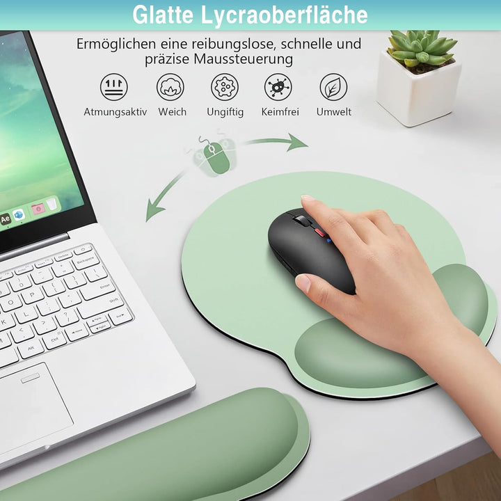 Mousepad Set, 3-in-1 Mauspad mit Gelkissen+Handballenauflage Tastatur+Untersetzer,Mouse Pad mit Ruts