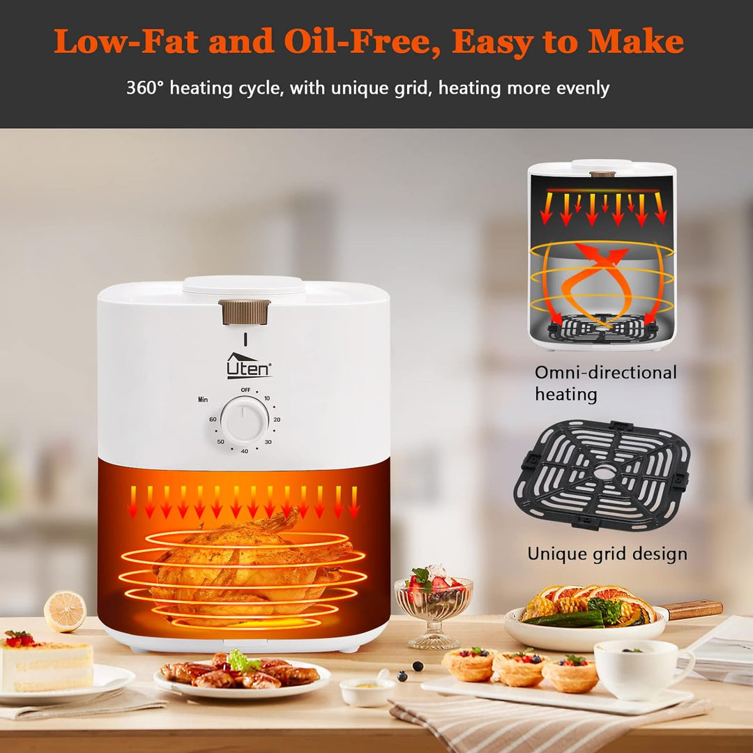 Heissluftfritteuse, 4L Air fryer XL Heissluftfriteuse für 2-6 Personen,1500W Friteuse mit Vorheizen