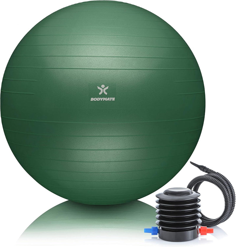 BODYMATE Gymnastikball Sitzball Trainingsball mit GRATIS E-Book inkl. Luft-Pumpe, Ball für Fitness,