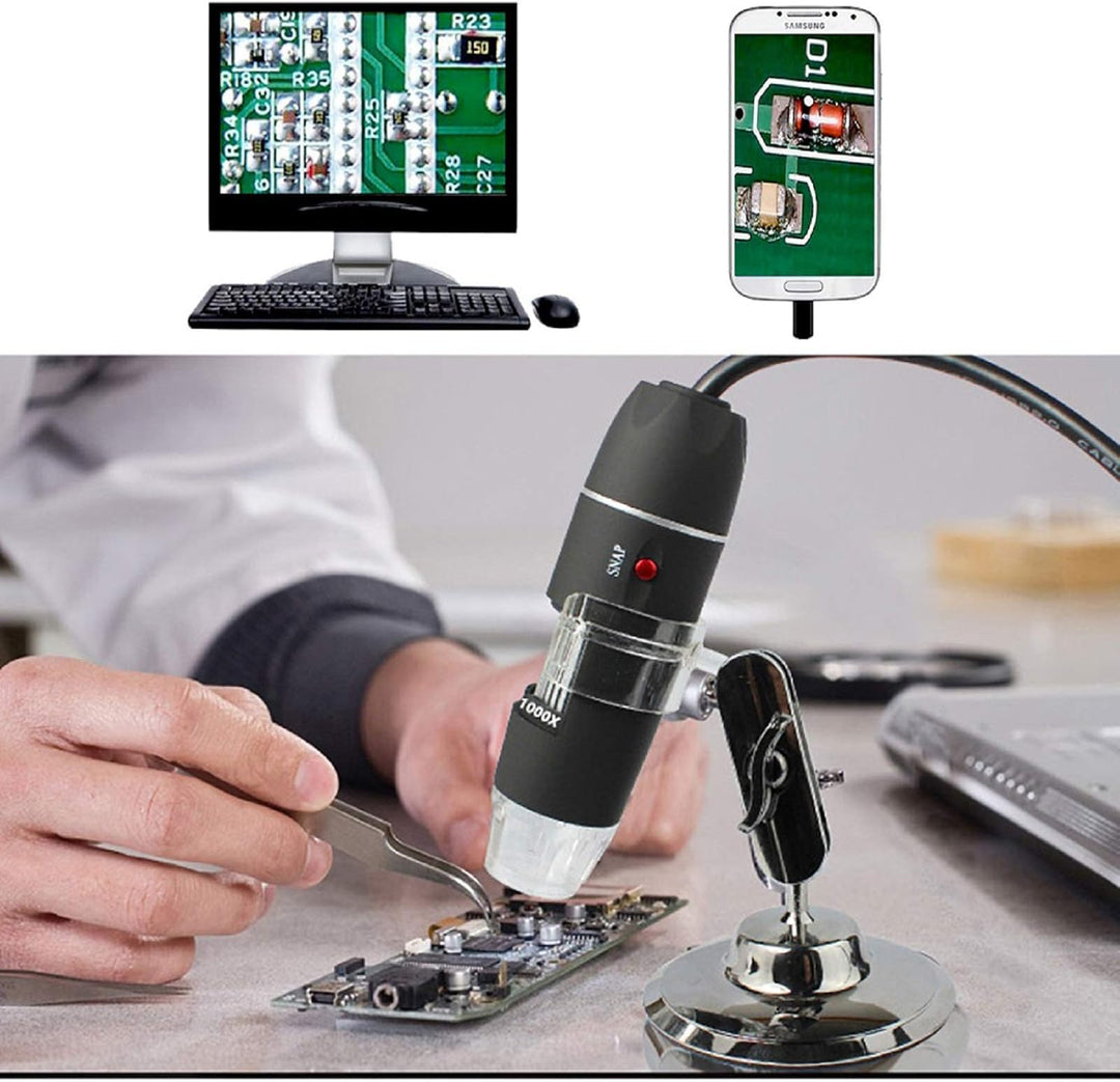 USB-Digitalmikroskop 40X bis 1000X, Bysameyee 8 LED-Vergrösserungs-Endoskopkamera mit Tragetasche un