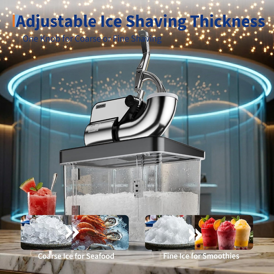 Garvee Professionelle Eiscrusher Maschine – 300W Motor, doppelte Edelstahlklinge, 50L Behälter, 300k