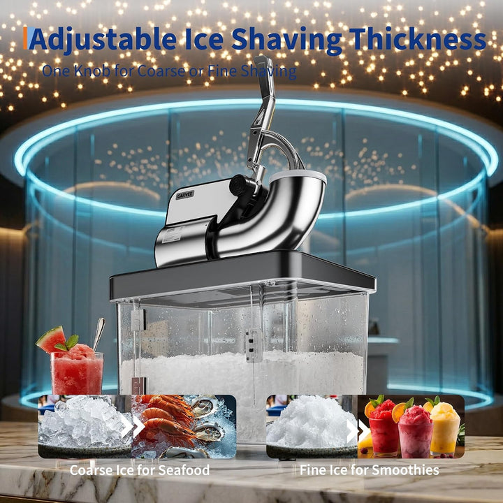 Garvee Professionelle Eiscrusher Maschine – 300W Motor, doppelte Edelstahlklinge, 50L Behälter, 300k