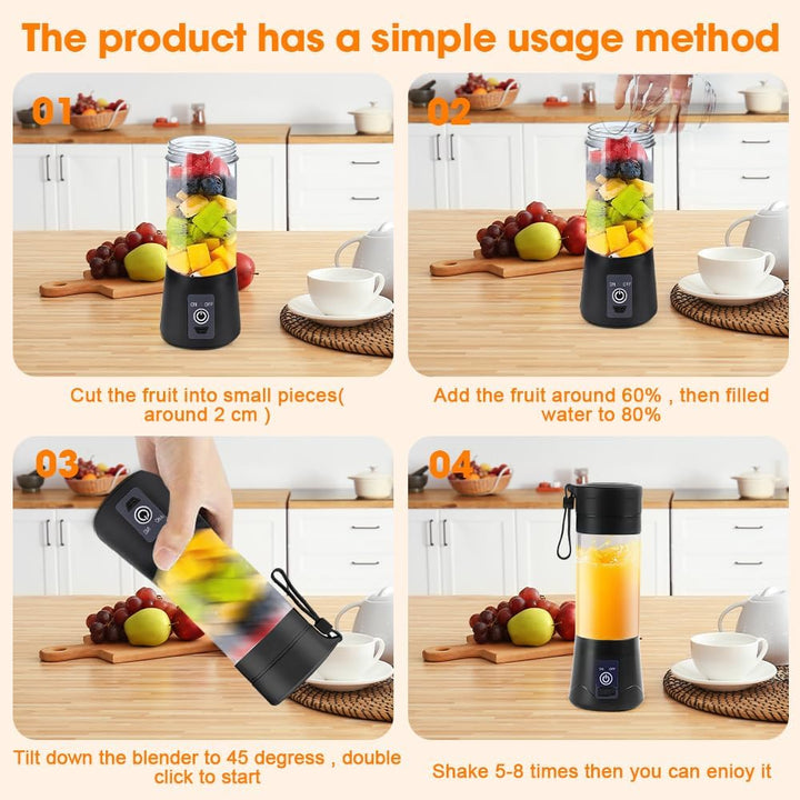 mizikuu 380ML Mini Mixer USB, Tragbarer Elektrischer Blender Entsafter für Shakes und Smoothies Komp