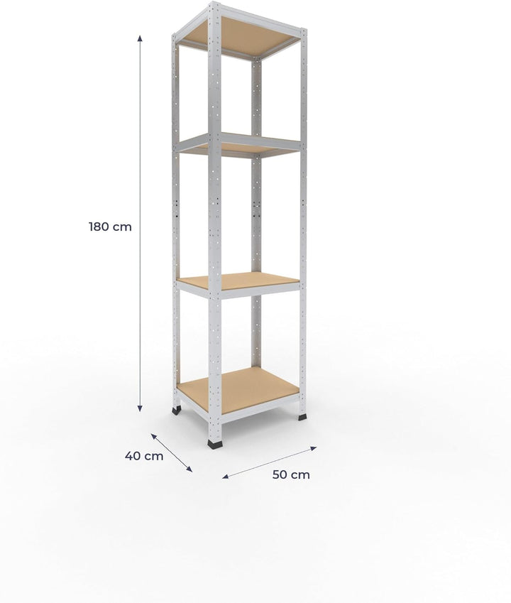 shelfplaza® 180x50x40cm HOME Schwerlastregal verzinkt/Metallregal mit 4 Böden/Kellerregal Metall, Ga