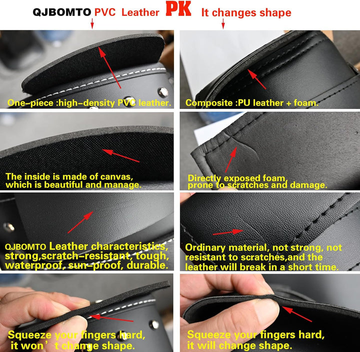 QJBOMTO Motorrad-Satteltaschen aus hochdichtem Leder,Gepäckträger-Seitentaschen mit Getränkehalter,