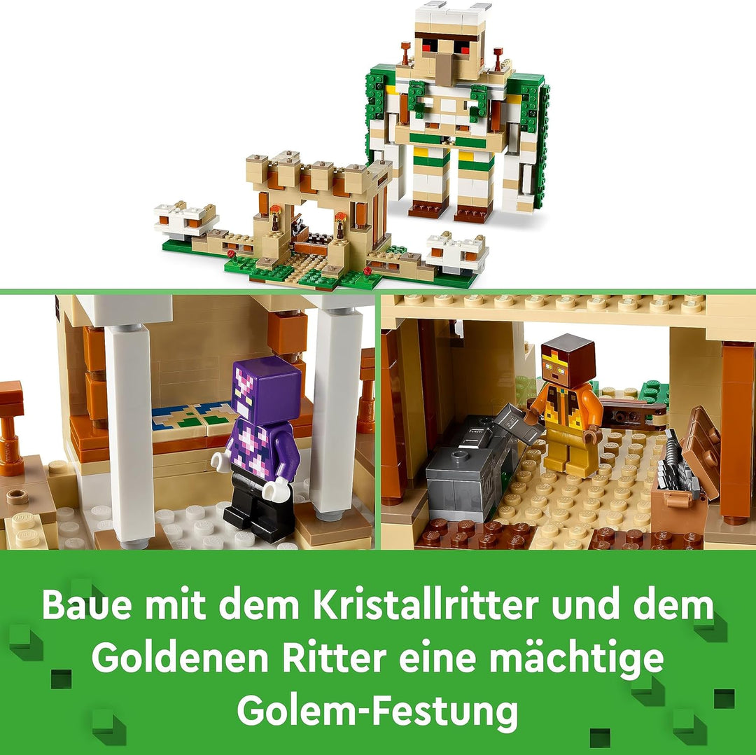 LEGO 21250 Minecraft Die Eisengolem-Festung, baubares Burg-Spielzeug, verwandelbar in eine grosse Fi