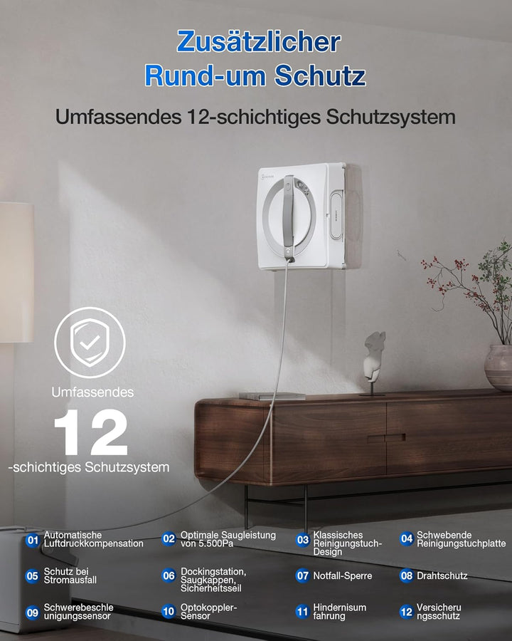 ECOVACS WINBOT W2 PRO Omni Fensterputzroboter mit 6-in-1 Multifunktionsstation, Aufladen im Betrieb,