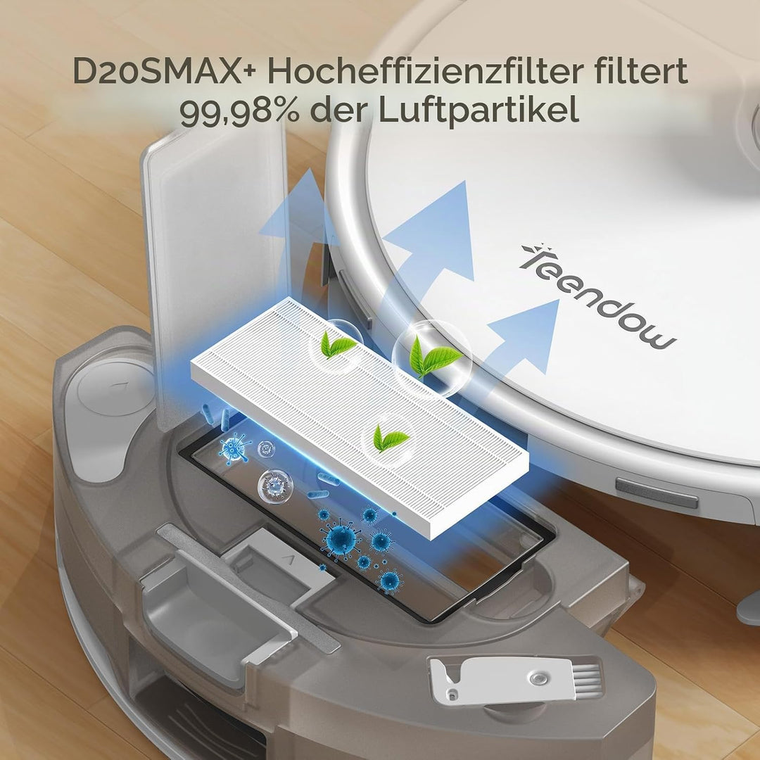 Teendow 9er-Ersatzteile-Set für D20S Max+ Saugroboter mit Wischfunktion - 2 Wischtücher, 2 Seitenbür