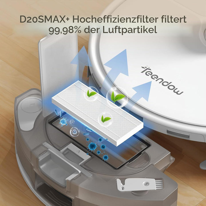 Teendow 9er-Ersatzteile-Set für D20S Max+ Saugroboter mit Wischfunktion - 2 Wischtücher, 2 Seitenbür
