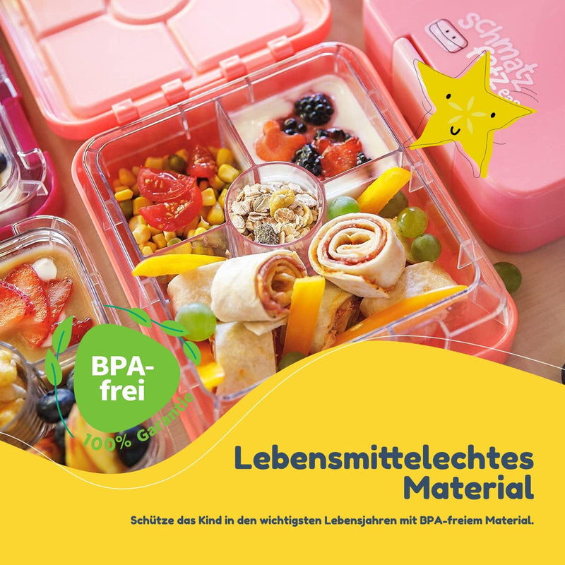 schmatzfatz easy Kinder Snackbox, Brotdose, Brotdose mit Fächern, Bento Box, Brotdose, Lunchbox, Ges